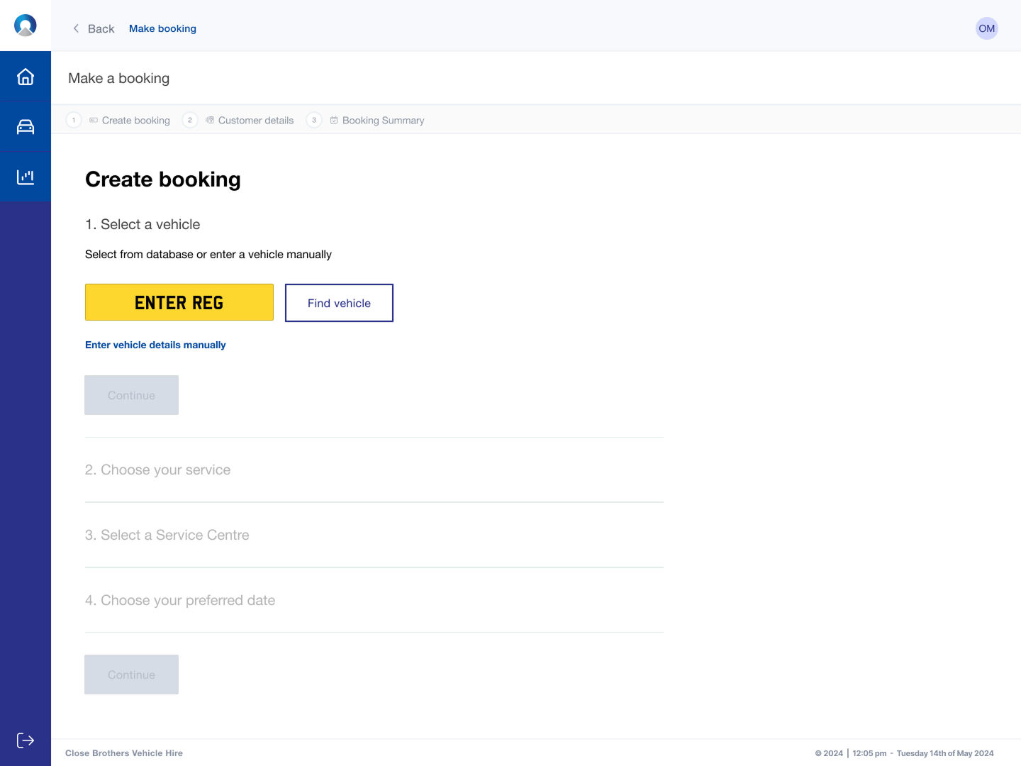 Agent Portal — Vehicle selection with registration lookup