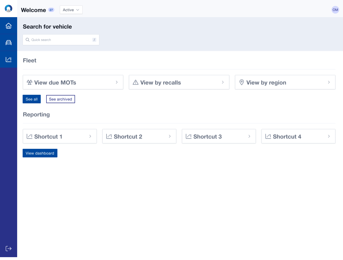 Fleet Management — Dashboard with fleet overview and reporting