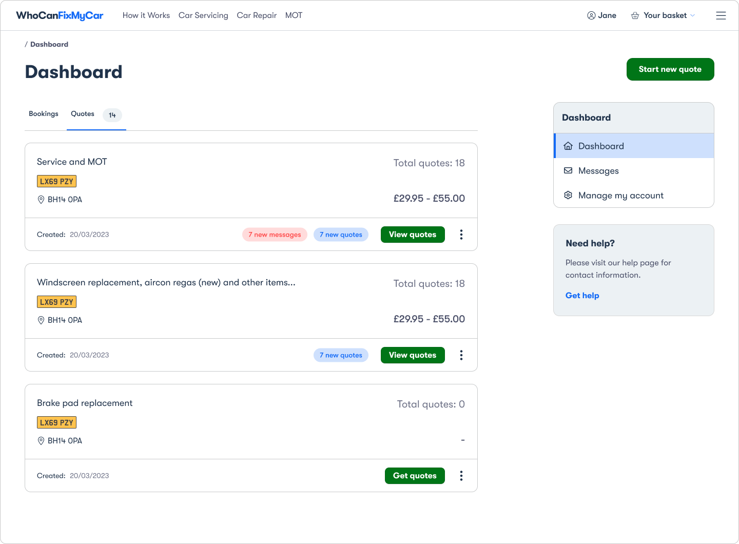 Driver Dashboard — Desktop view 2