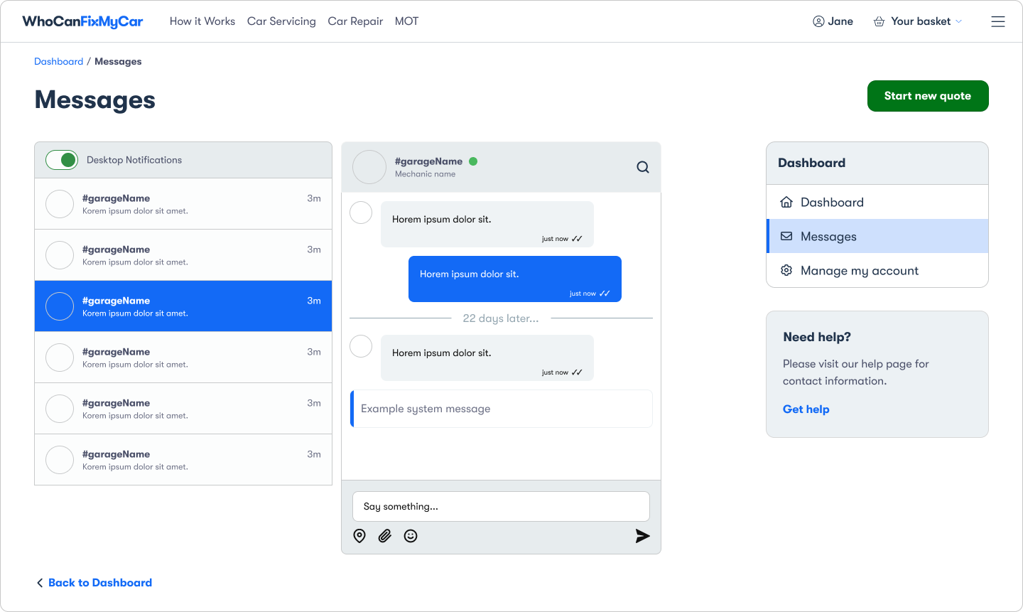 Driver Dashboard — Desktop view 7