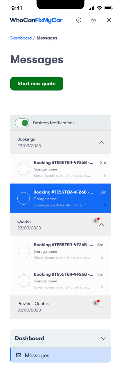 Driver Dashboard — Mobile view 2